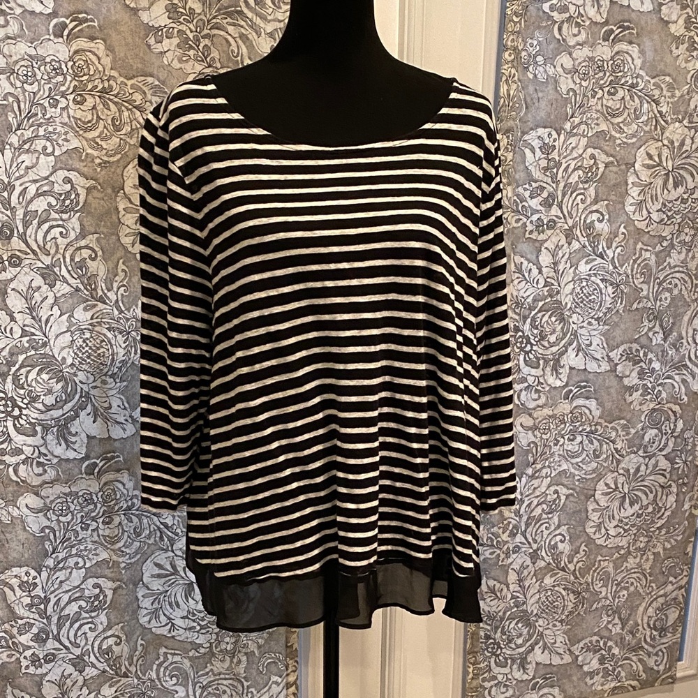 Ralph Lauren Black and White Striped Long Sleeve Top